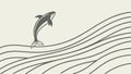 Dolphin Leaping Over Wavy Lines Vector, Graceful Marine Motion, vector design Generative AI Royalty Free Stock Photo