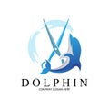 Dolphin Logo vector icon design, Marine Animals Fish Types Mammals, love to fly and jump Royalty Free Stock Photo