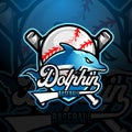 dolphin mascot baseball team logo design vector with modern illustration concept style for badge, emblem and tshirt printing. Royalty Free Stock Photo