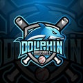 dolphin mascot baseball team logo design vector with modern illustration concept style for badge, emblem and tshirt printing. Royalty Free Stock Photo