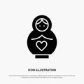 Dolphin, Mother, Love, Heart Solid Black Glyph Icon