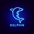 Dolphin Neon Label Royalty Free Stock Photo