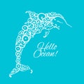 Dolphin ornate logo, sketch for your design Royalty Free Stock Photo