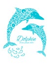 Dolphin ornate logo, sketch for your design Royalty Free Stock Photo