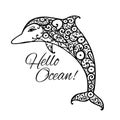 Dolphin ornate logo, sketch for your design Royalty Free Stock Photo