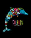 Dolphin ornate logo, sketch for your design Royalty Free Stock Photo