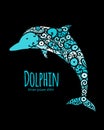 Dolphin ornate logo, sketch for your design Royalty Free Stock Photo