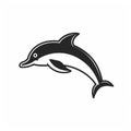 Minimalist Black And White Dolphin Logo On White Background Royalty Free Stock Photo