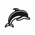 Minimalist Black Dolphin Icon: Digital Illustration With Contrasting Strokes Royalty Free Stock Photo