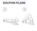 Dolphin Plank Female Home Workout Exercise Guide Outline Concept.