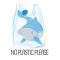 DOLPHIN PLASTIC Ecological Problem Vector Illustration Set Royalty Free Stock Photo