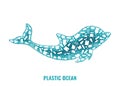 Dolphin plastic trash planet pollution concept