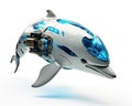 dolphin robot isolated over a white background.
