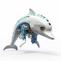 Dolphin robot, robotic fish isolated over white background. AI Generated
