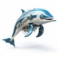 Dolphin robot, robotic fish isolated over white background. AI Generated