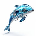 Dolphin robot, robotic fish isolated over white background. AI Generated