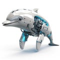 Dolphin robot, robotic fish isolated over white background. Created with generative Ai