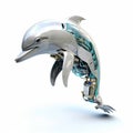 Dolphin robot, robotic fish isolated over white background. Created with generative Ai