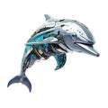 Dolphin robot, robotic fish isolated over white background. Created with generative Ai
