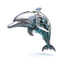 Dolphin robot, robotic fish isolated over white background. Created with generative Ai