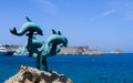 Dolphin sculpture on the island of Rhodes