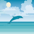 Dolphin sea animal beautiful landscape