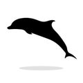 Dolphin sea animal black silhouette. Royalty Free Stock Photo