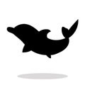 Dolphin sea animal black silhouette. Royalty Free Stock Photo