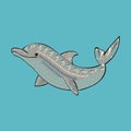 Dolphin sea animal ornament silhouette. Royalty Free Stock Photo