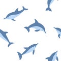 Dolphin seamless pattern. Vector illustration in cartoon and flat style Royalty Free Stock Photo