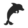 Dolphin silhouette, isolated on white background, vector illustration. EPS Royalty Free Stock Photo