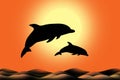 Dolphin silhouette jumps Royalty Free Stock Photo