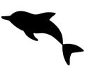 Dolphin. Silhouette. Marine mammal. Vector stock illustration. White isolated background. Ocean dweller. Flat style. Royalty Free Stock Photo