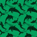 Dolphin silhouette in seamless pattern. Men wear textile print. Royalty Free Stock Photo