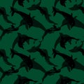 Dolphin silhouette in seamless pattern. Men wear textile print. Royalty Free Stock Photo
