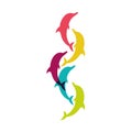 Dolphin. silhouette on a white background. Simple cute illustration for your design