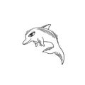 Dolphin sketch drawing icon summer themed Royalty Free Stock Photo