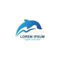 Dolphin Smart Fish Jump Logo In The Sea Template Design Icon
