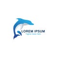 Dolphin smart fish jump logo in the sea template design icon Royalty Free Stock Photo