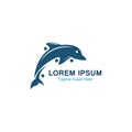 Dolphin smart fish jump logo in the sea template design icon Royalty Free Stock Photo