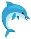 Dolphin smiling on a white background. The character