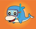 Dolphin snorkel diver , vector Royalty Free Stock Photo