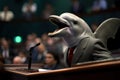 dolphin speaking at the senate assembly illustration AI Generated