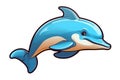 Dolphin Sticker On White Background. Generative AI Royalty Free Stock Photo