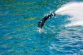 Dolphin style during a flyboard show