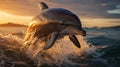 Dolphin swimming in the sea, Ai generated image