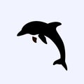 Dolphin. Vector silhouette on a white background. Aquatic mammal vector icon for animal apps and websites Royalty Free Stock Photo