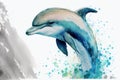 Dolphin watercolour sketch of the marine animal leaping and jumping from the ocean surface Royalty Free Stock Photo