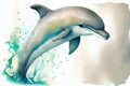 Dolphin watercolour sketch of the marine animal leaping and jumping from the ocean surface Royalty Free Stock Photo