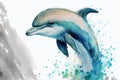 Dolphin watercolour sketch of the marine animal leaping and jumping from the ocean surface Royalty Free Stock Photo